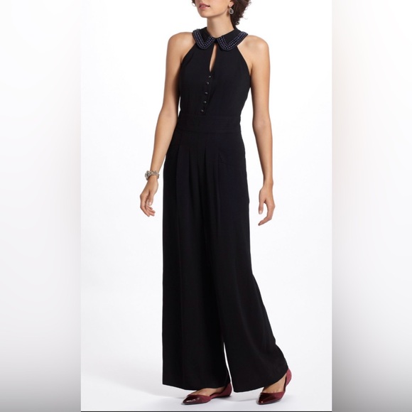 Anthropologie Pants - Anthropologie Elevenses Black Coraline Wide Leg Jumpsuit Size 4